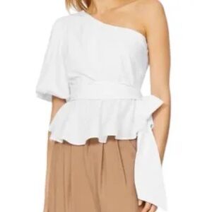 White Off-Shoulder Blouse with Puff Sleeves